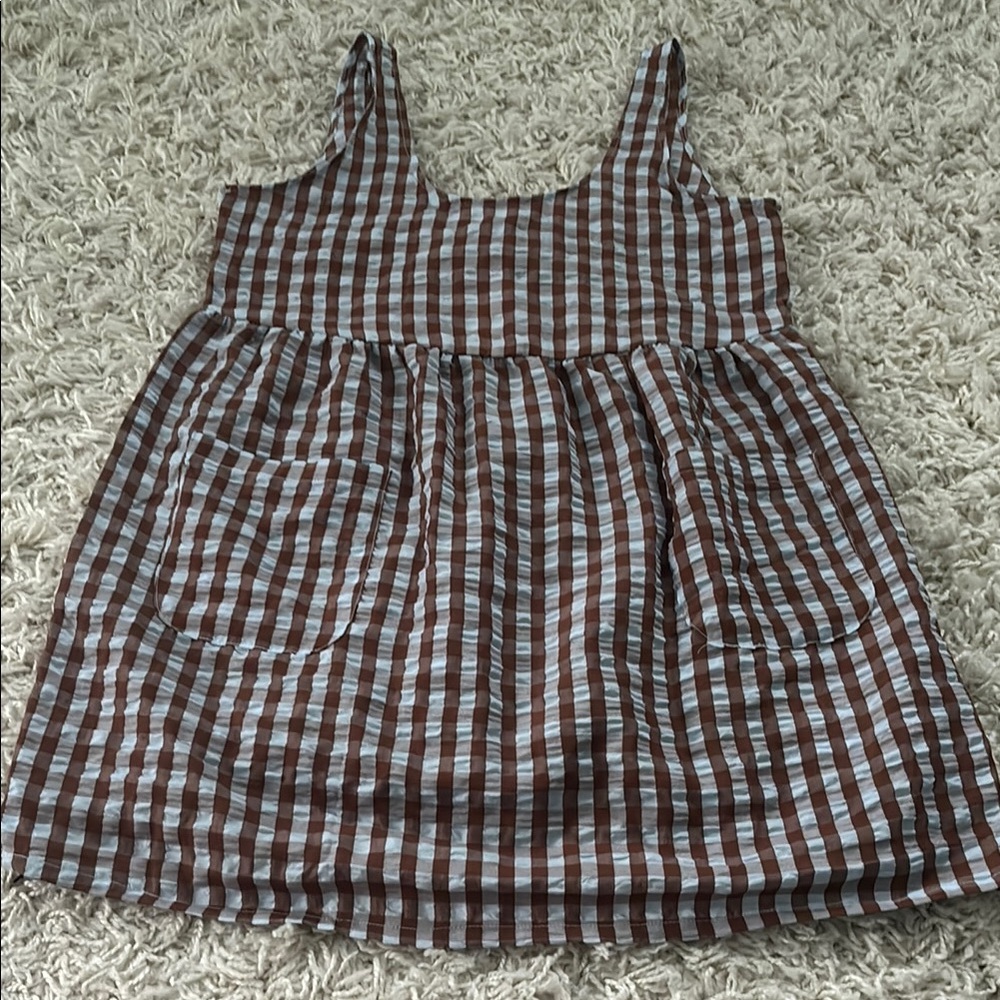 Urban Outfitters Brown and White Camisole Dress